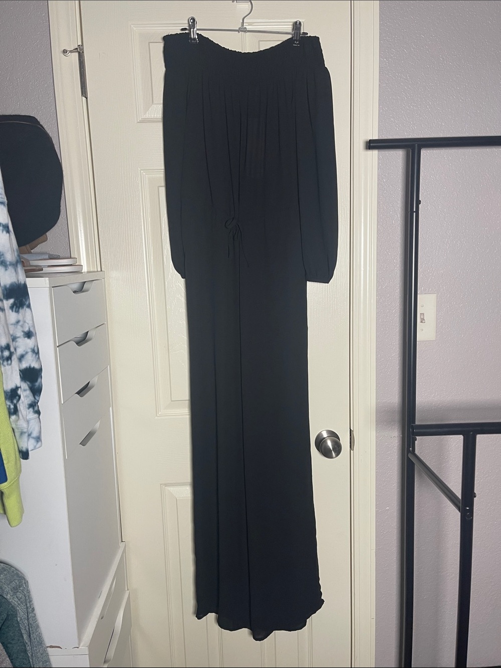 Indigo Off-Shoulder Navy Jumpsuit with Drawstring Waist
